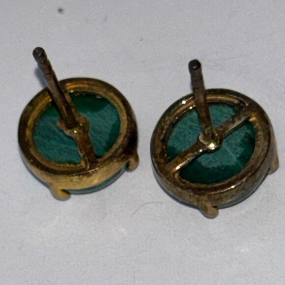 925 sterling silver STS malachite statement ring + stud earrings Sz 9 w/emeralds - Picture 12 of 12